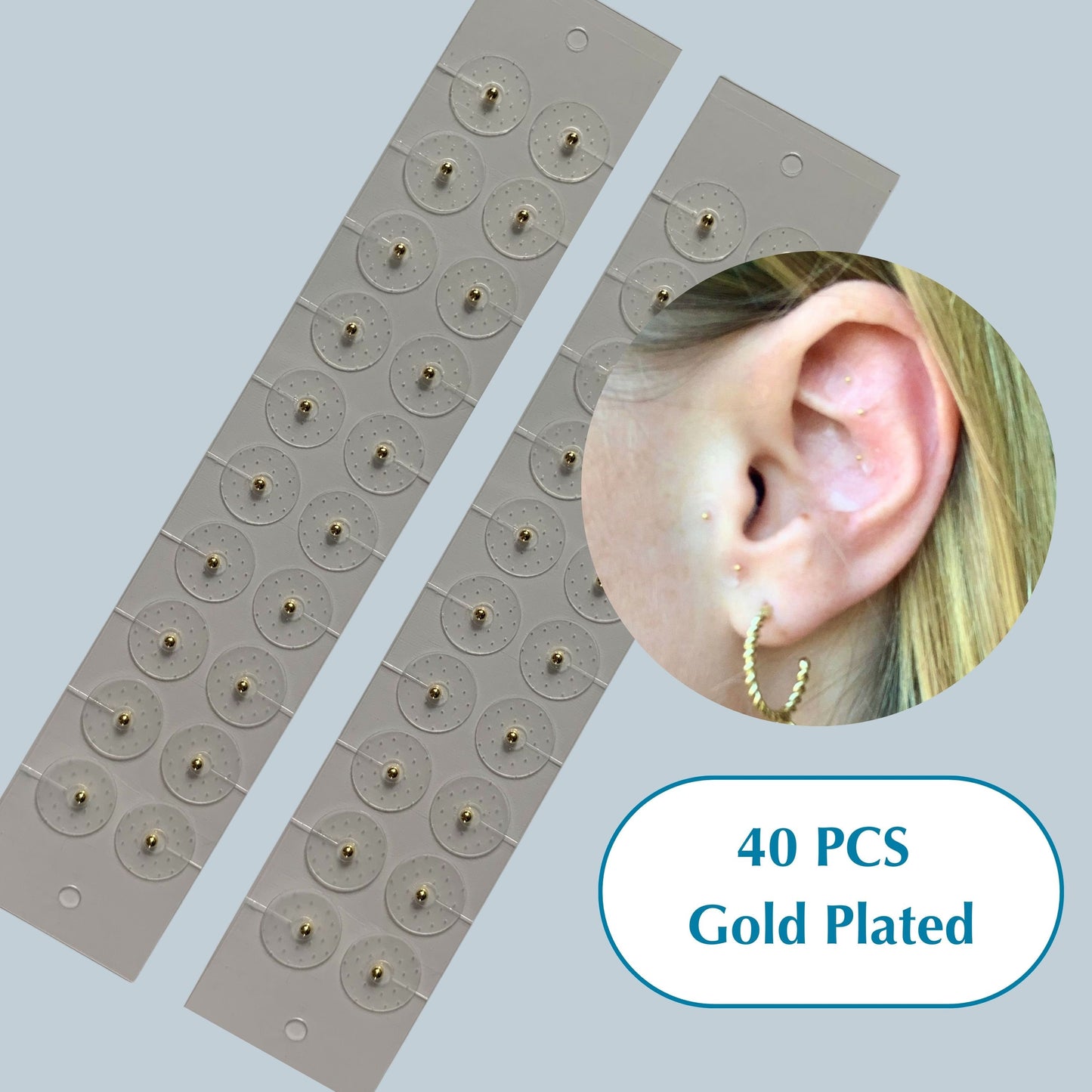40 Piece Silver Plated Acupressure Ear Seed Kit + Gift wrap + Application Guide | Letterbox Gifts | Holistic Healing | Health & Wellbeing