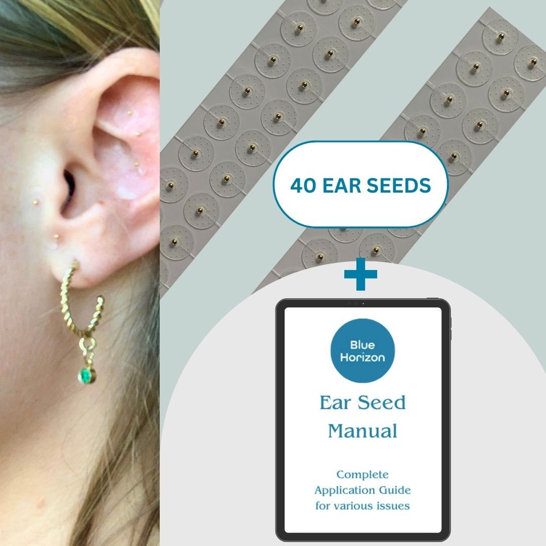 40 Piece Silver or Gold Plated Acupressure Ear Seed Kit + Ebook Application Guide | Holistic Healing | Health & Wellbeing | Wellness
