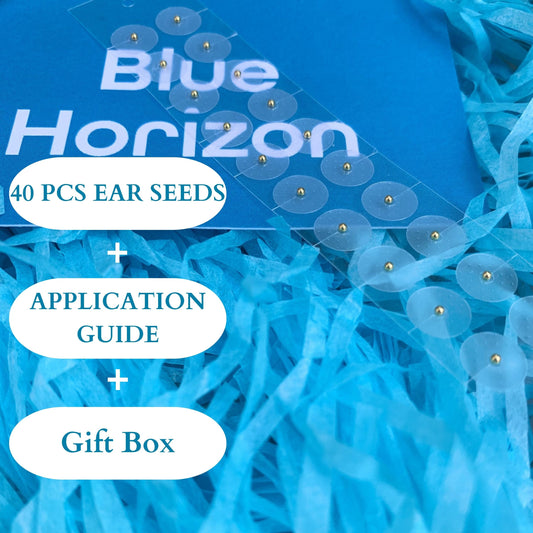40 Piece Gold Plated Acupressure Ear Seed Kit + Gift wrap + Application Guide | Letterbox Gift Set | Holistic Healing | Health & Wellbeing