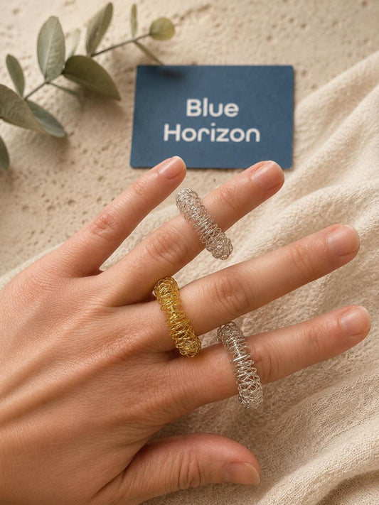 Acupressure Gold or Silver Finger Massage Rings | Reflexology Tool | Stress & Tension | Relax | Pain Relief | Gift | Fidget