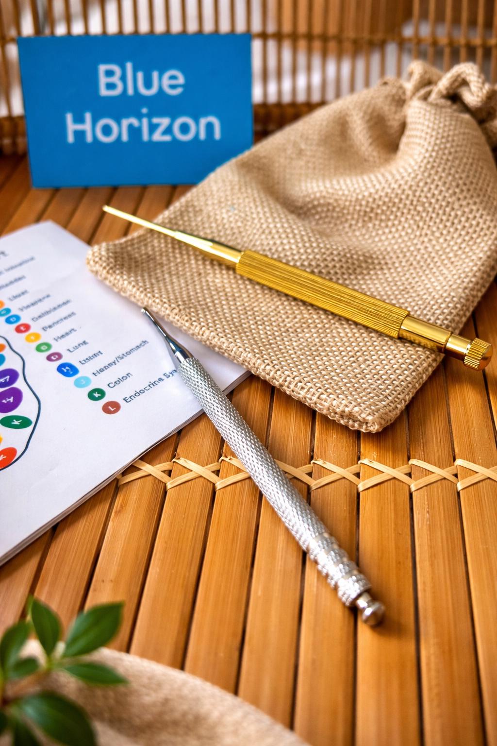 Reflexology Gold or Silver Massage Pen | Stainless Steel Acupressure Tool | Facial & Body | Pen + Pouch + Gift Wrap + Guide