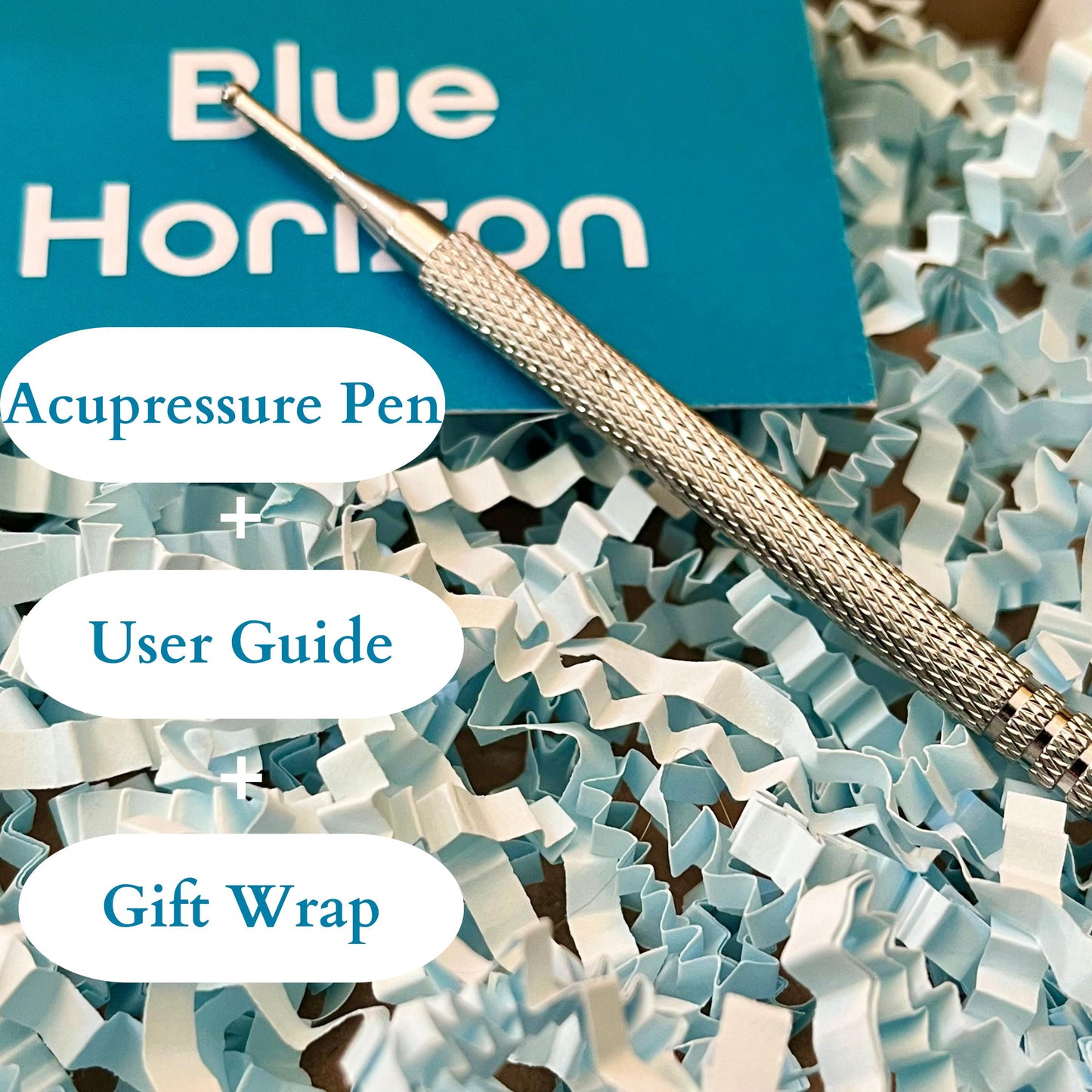Reflexology Gold or Silver Massage Pen | Stainless Steel Acupressure Tool | Facial & Body | Pen + Pouch + Gift Wrap + Guide